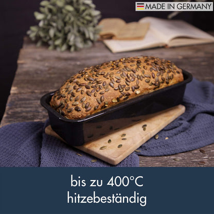 chg Loaf Mould, Loaf Mould, Loaf Tin in Enamel, 32 x 13 x 7 cm, Cut and Scratch-Resistant, Environmentally Friendly, Made in Germany, Speckled Black