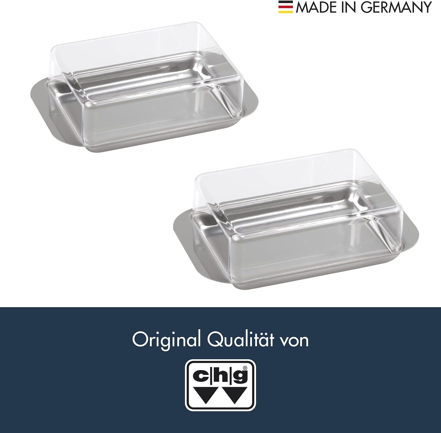 C. Hermann Gross KG (Consignment) CHG 9559F-05 2-Piece Refrigerator Butter Dish with Lid 15 x 9.5 cm