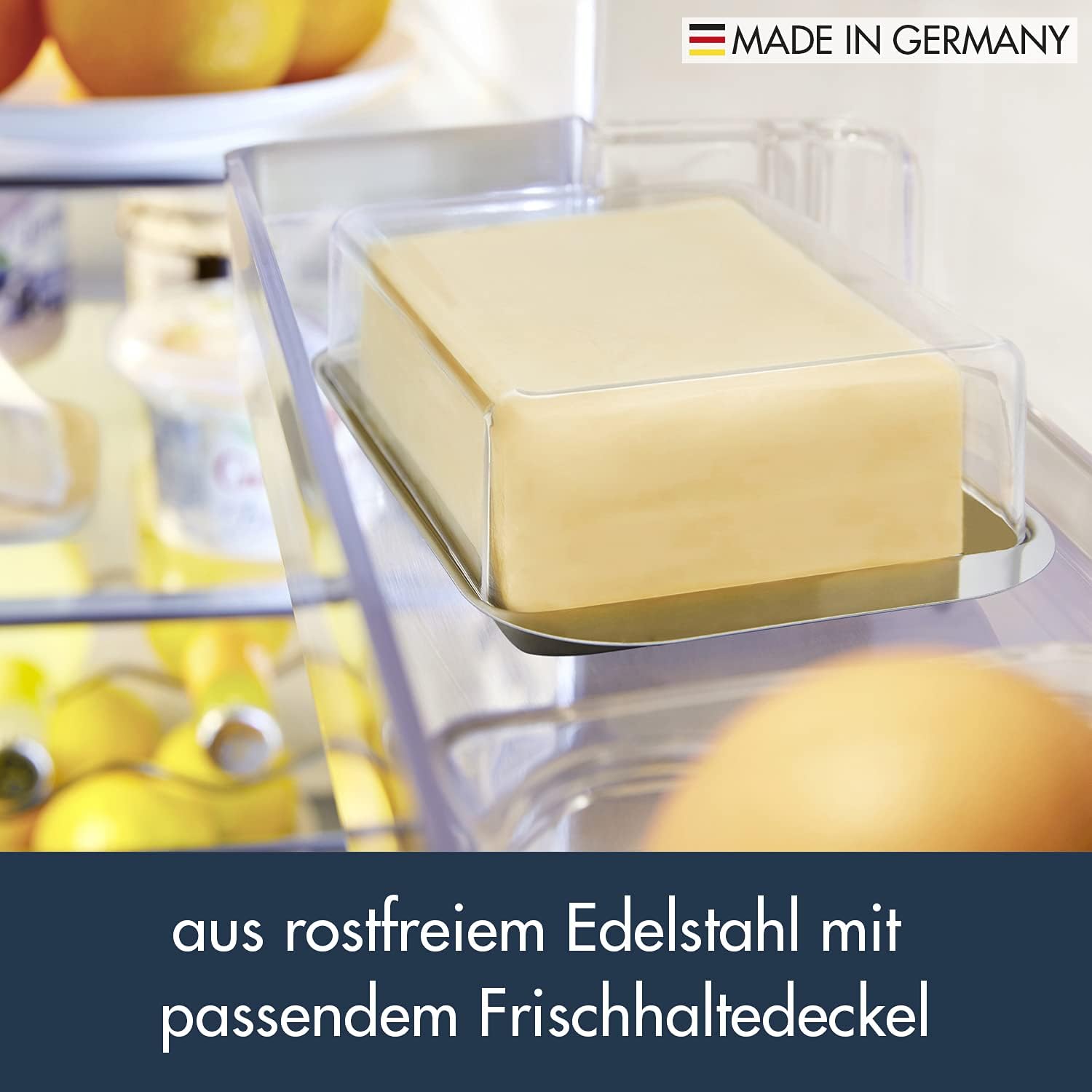 C. Hermann Gross KG (Consignment) CHG 9559F-05 2-Piece Refrigerator Butter Dish with Lid 15 x 9.5 cm