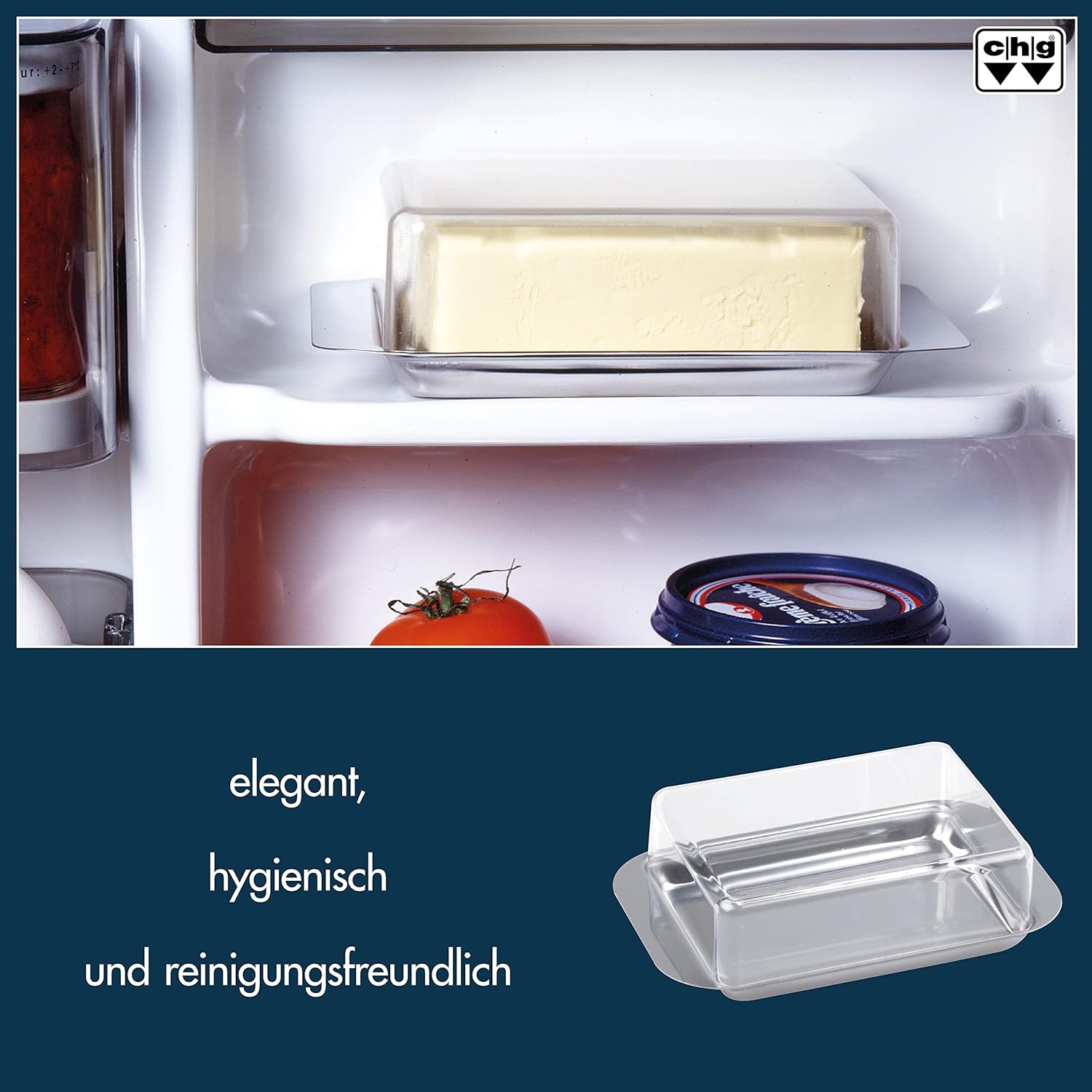 C. Hermann Gross KG (Consignment) CHG 9559F-05 2-Piece Refrigerator Butter Dish with Lid 15 x 9.5 cm