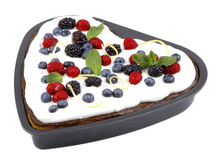 Herz-Backform mit hochwertiger Antihaftbeschichtung (bis 250°C hitzebeständig), anthrazit-metallic, Made in Germany", ca. 26,0 x 25,5 x 4,0 cm