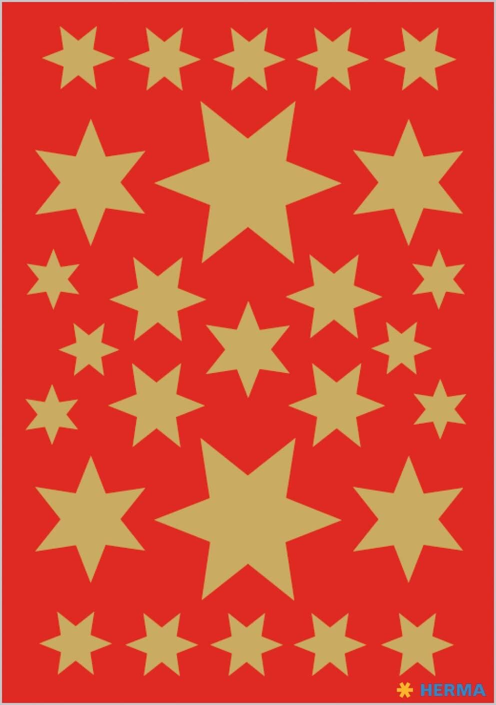 HERMA 3927 Aufkleber Sterne Gold, 81 Stück, Stern Sticker aus Papier, Weihnachtssticker Sternaufkleber für Weihnachten Geschenke Adventskalender Dekoration Kinder Belohnung DIY Basteln Sterne 6-zackig Gold