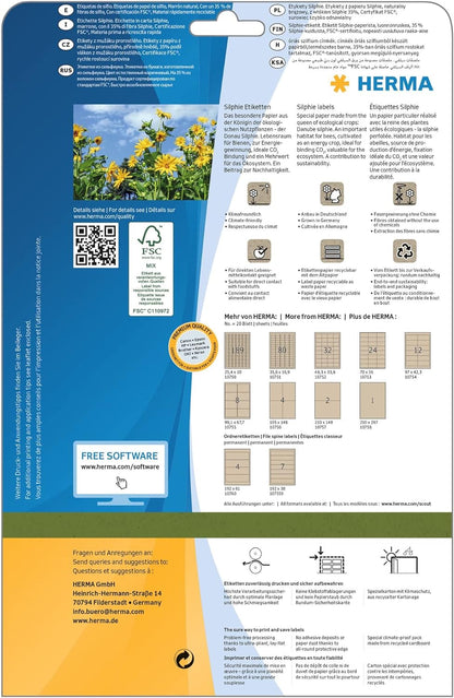HERMA 10754 Universal Labels DIN A4 (97 x 42.3 mm, 20 Sheets, Silphie Paper, Matte) Self-Adhesive, Printable, Permanently Adhesive Address Labels, 240 Adhesive Labels, Natural Brown Universal labels 97 x 42.3 mm