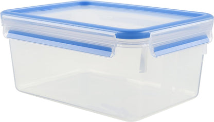 Emsa 508544 Clip & Close rectangular food storage container 2.2 litres, transparent/blue