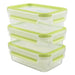 Emsa 515583 Clip & Close Colour 3-piece set of food storage containers 0.55 litres, transparent/green