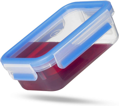 Emsa 515645 Clip & Close 3-piece set of food storage containers, 1.2 litre, transparent/blue