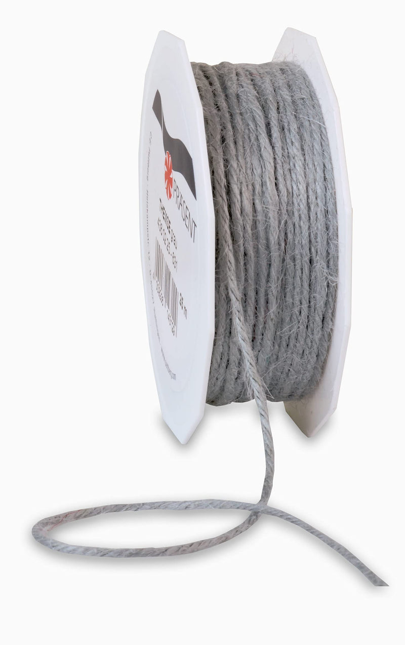 C.E. Pattberg Prasent-Themse Cord Ribbon Grey 2 mm Width, 25 m Length, Polyester, 2 mm-25 m