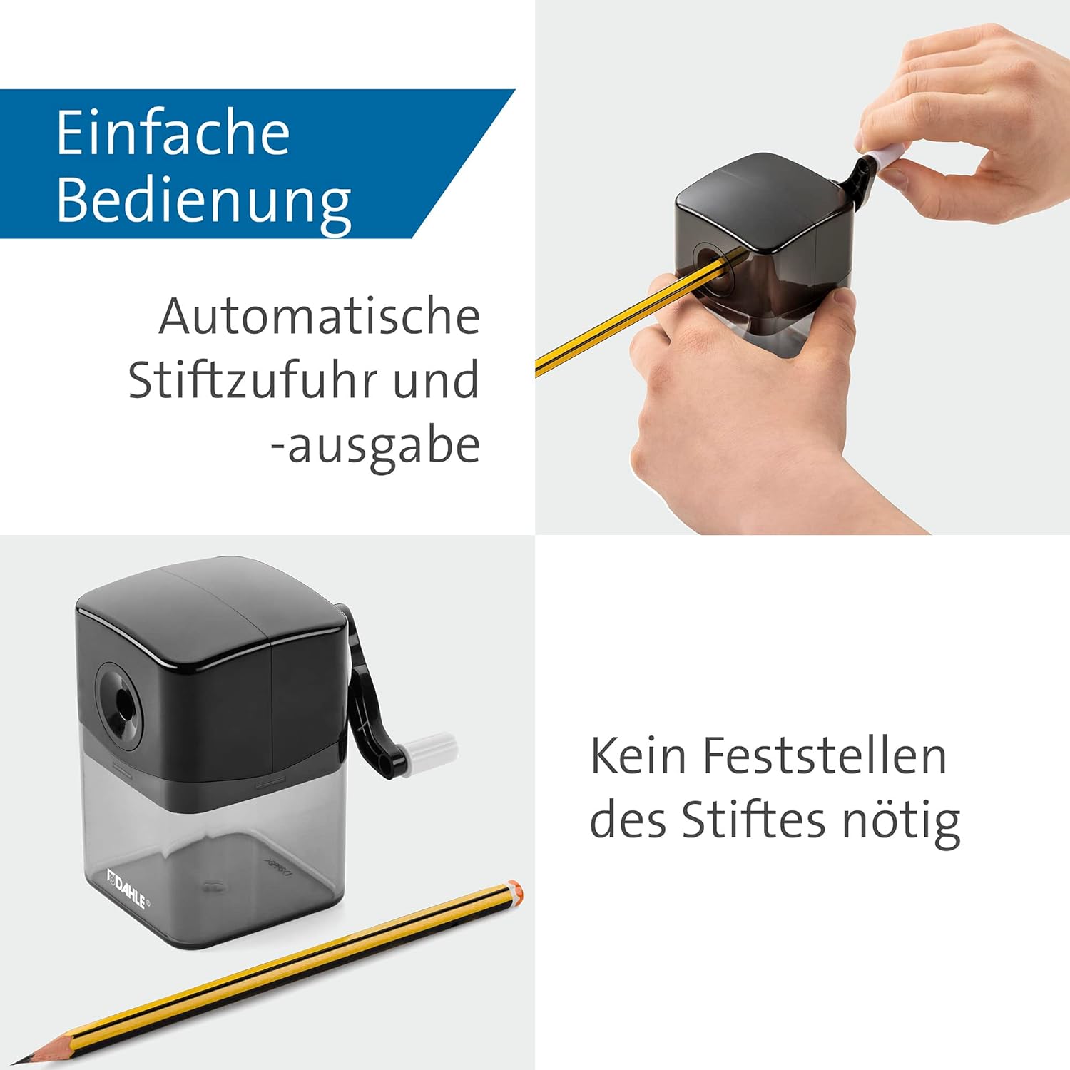 Dahle 144 Manual Desktop Pencil Sharpener 8mm Black / Clear - D14416862