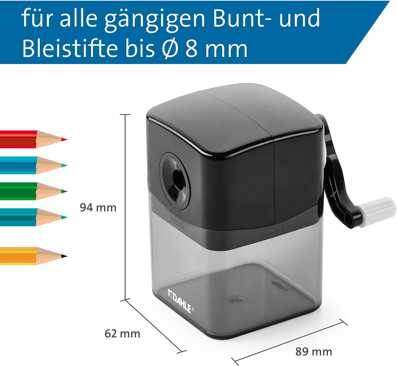 Dahle 144 Manual Desktop Pencil Sharpener 8mm Black / Clear - D14416862