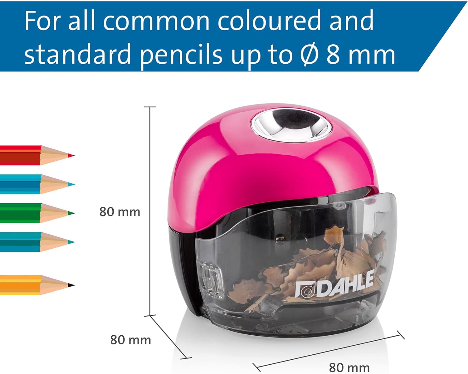 Dahle Electric Sharpener 250, Two Opposite Blades, Battery Operated, Magenta (00250-16892