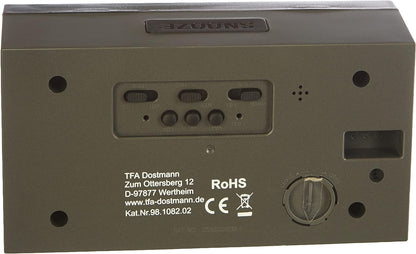 TFA Dostmann Time Block digitaler Wecker, 98.1082.02, mit LED-Leuchtziffern, drei Helligkeitstufen, 6 x 16 x 8,4 cm, schwarz, Kunststoff