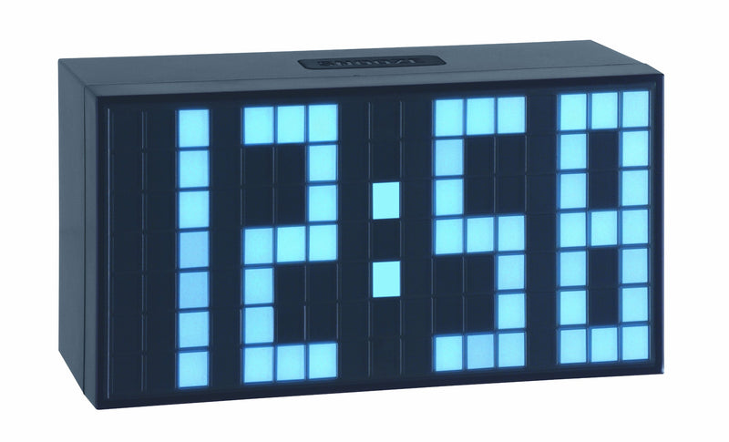 TFA Dostmann Time Block digitaler Wecker, 98.1082.02, mit LED-Leuchtziffern, drei Helligkeitstufen, 6 x 16 x 8,4 cm, schwarz, Kunststoff