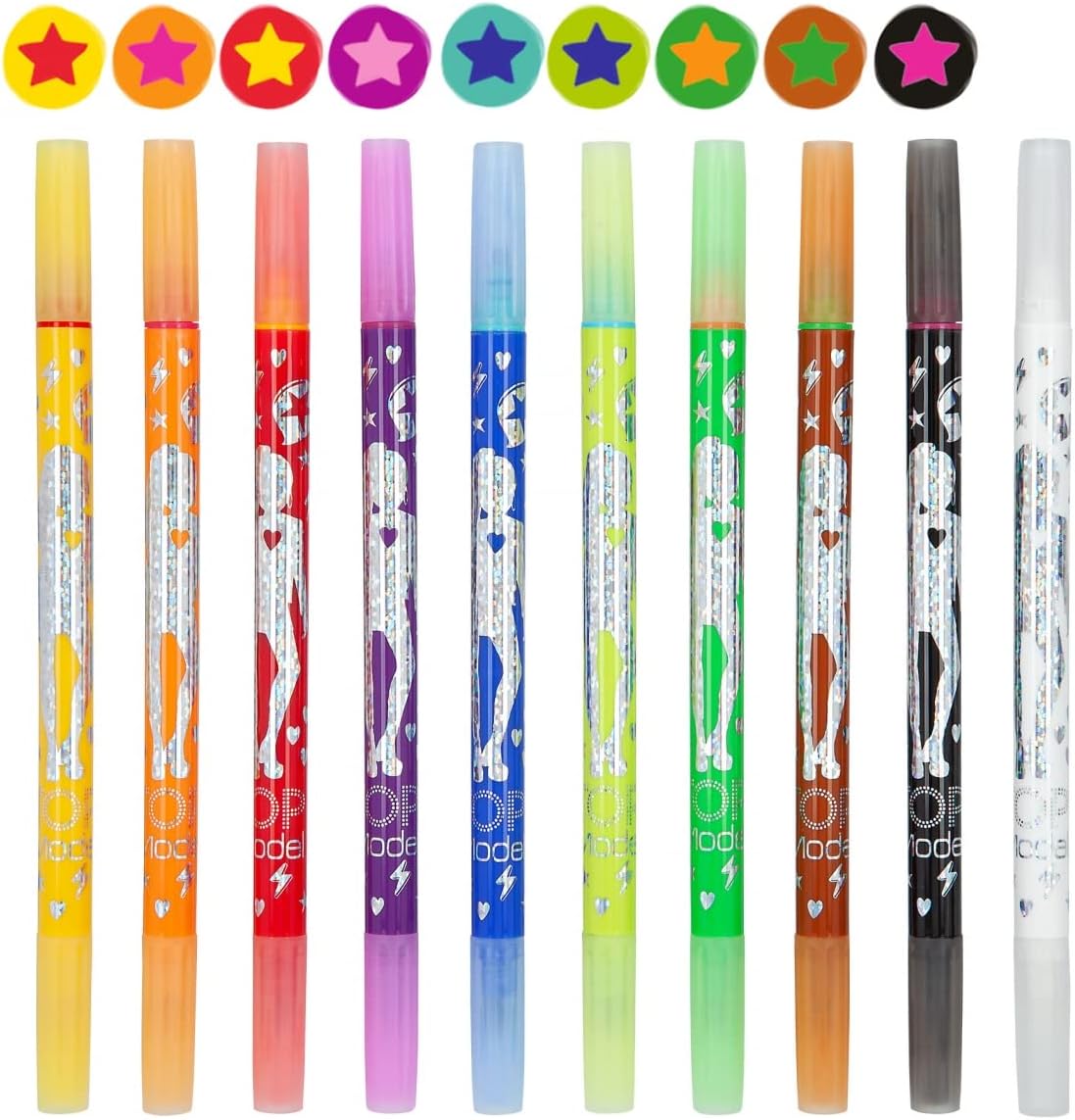 Depesche 11398 TOPModel Double Fibre Set, 1 Magic 9 Felt Pens Each with Two Tips for Writing, Colouring and Decorating, Multicoloured, ca. 17,5 x 11,3 x 1,1 cm