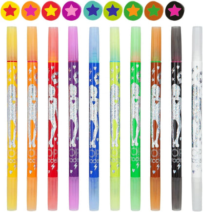 Depesche 11398 TOPModel Double Fibre Set, 1 Magic 9 Felt Pens Each with Two Tips for Writing, Colouring and Decorating, Multicoloured, ca. 17,5 x 11,3 x 1,1 cm
