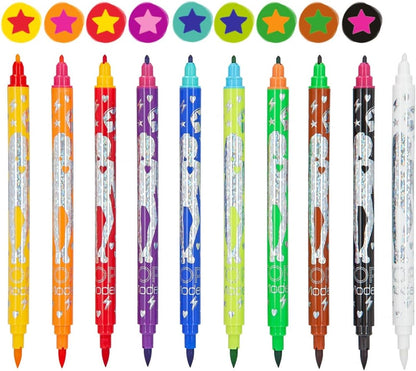 Depesche 11398 TOPModel Double Fibre Set, 1 Magic 9 Felt Pens Each with Two Tips for Writing, Colouring and Decorating, Multicoloured, ca. 17,5 x 11,3 x 1,1 cm