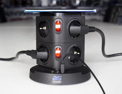as-Schwabe QI-Wireless Ladestation 8-fach Steckdos