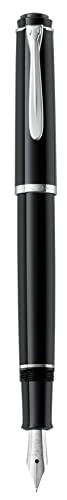 Pelikan Füllhalter Classic 205, Schwarz, Feder M (mittel), hochwertiger Patronenfüller im Geschenk-Etui, 820707