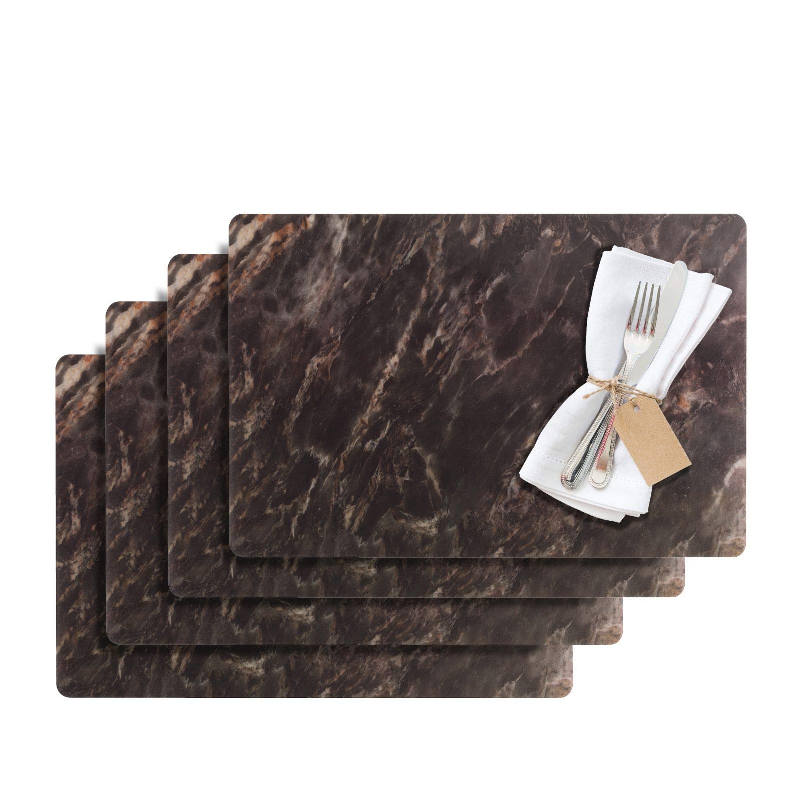 Westmark Placemats, 4 pieces, 43.5 x 30 cm, PET, Black, Saleen Edition: Marmor (Marble) 43.5 x 30 cm Black