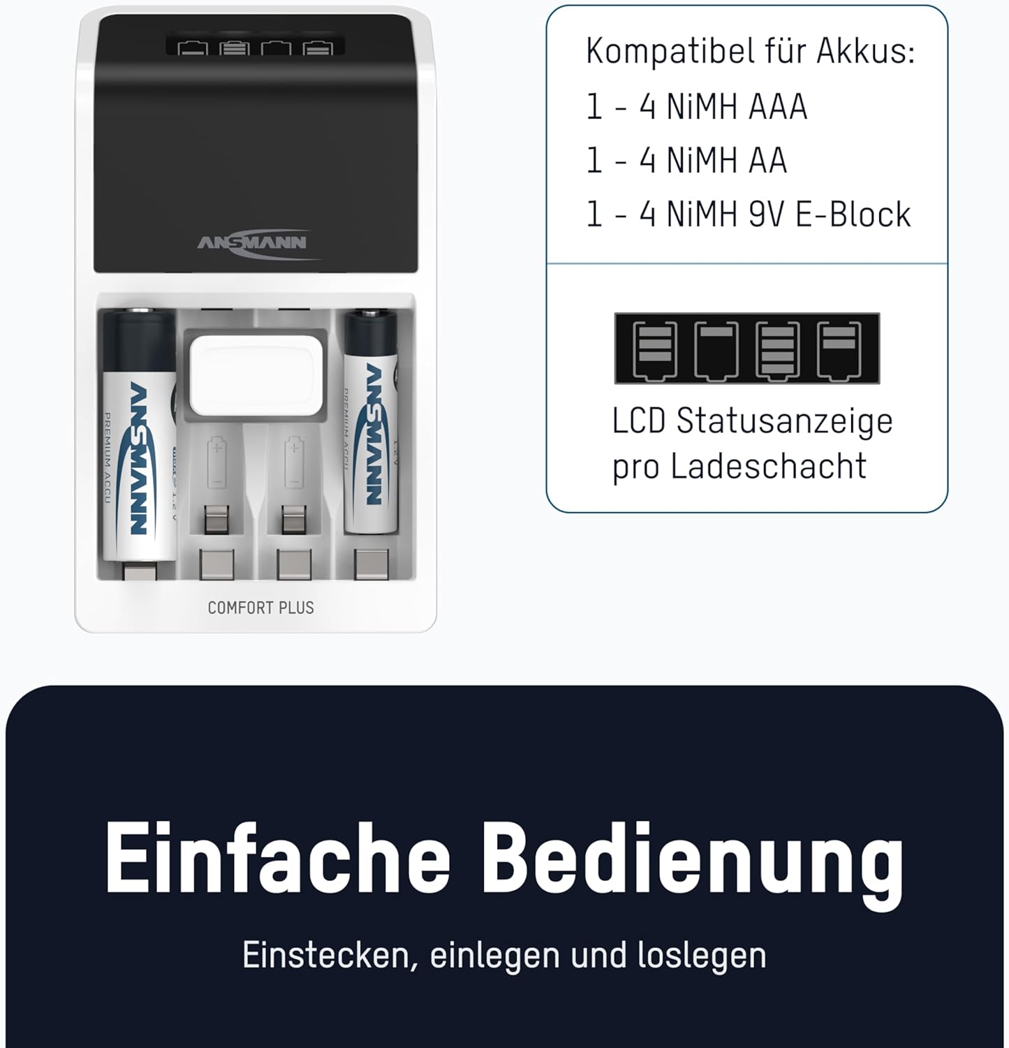 ANSMANN Comfort Plus Akku-Ladegerat inkl. Akkus
