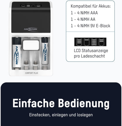 ANSMANN Comfort Plus Akku-Ladegerat inkl. Akkus