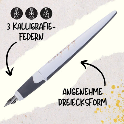 Online 10062 Air White Rose Calligraphy Fountain Pen with Converter, Wide Calligraphy Nibs in Various Line Widths, Ink Glass Gold, Calligraphy Pen, Gift Box God Ink Glass Set White rose