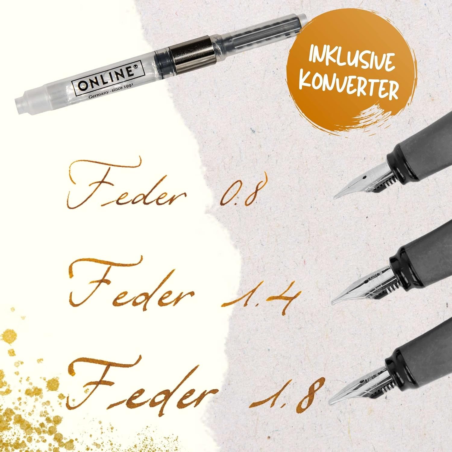Online 10062 Air White Rose Calligraphy Fountain Pen with Converter, Wide Calligraphy Nibs in Various Line Widths, Ink Glass Gold, Calligraphy Pen, Gift Box God Ink Glass Set White rose