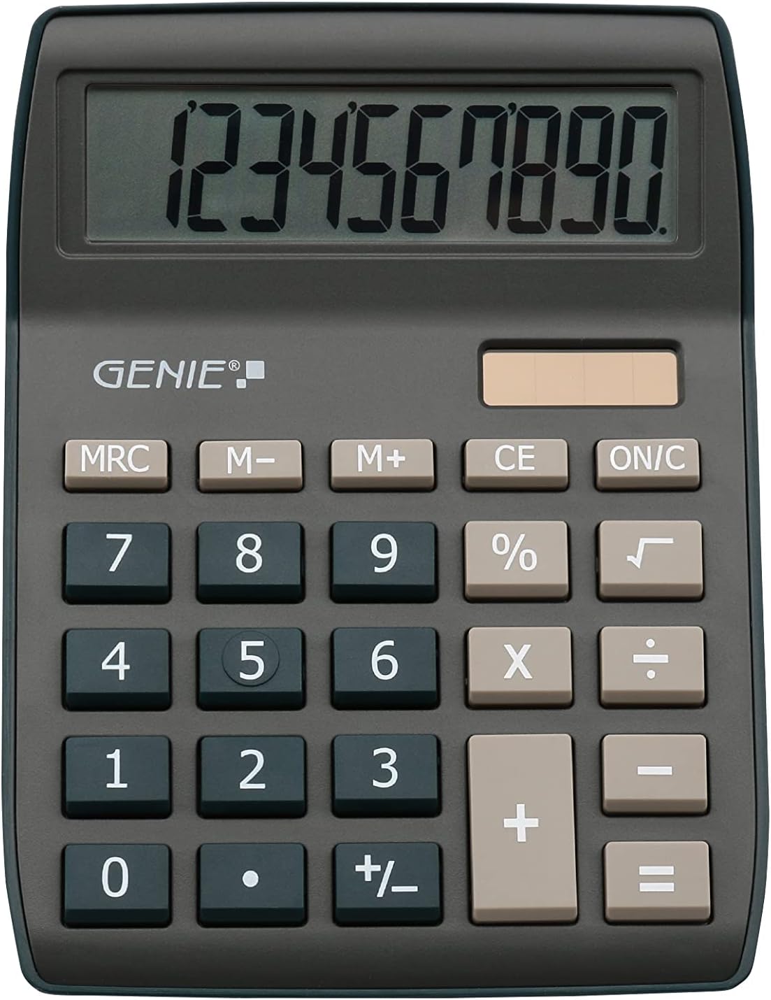 GENIE 840 DB Calculator, 10 Digit, Large Angled Display, Battery & Solar Powered, Dark Blue, 12642 darkblue