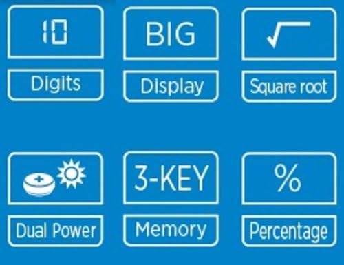 GENIE 840 DB Calculator, 10 Digit, Large Angled Display, Battery & Solar Powered, Dark Blue, 12642 darkblue