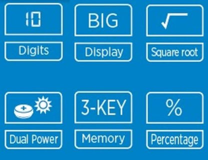 GENIE 840 DB Calculator, 10 Digit, Large Angled Display, Battery & Solar Powered, Dark Blue, 12642 darkblue