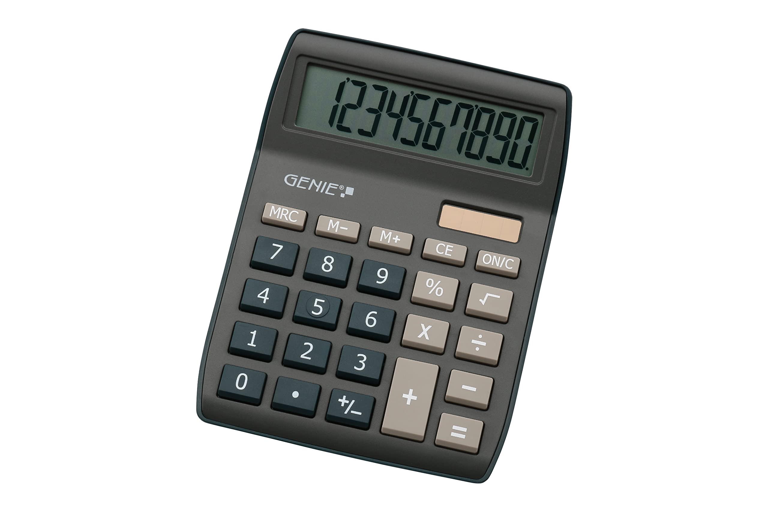 GENIE 840 DB Calculator, 10 Digit, Large Angled Display, Battery & Solar Powered, Dark Blue, 12642 darkblue