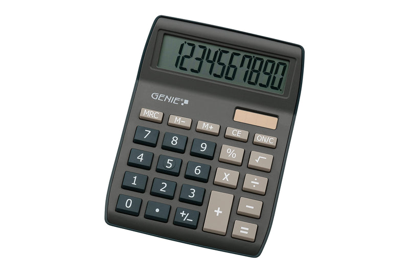 GENIE 840 DB Calculator, 10 Digit, Large Angled Display, Battery & Solar Powered, Dark Blue, 12642 darkblue