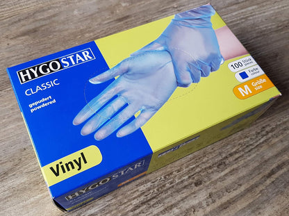 FRANZ MENSCH Hygostar Vinyl Gloves Classic Blue Powdered Size M