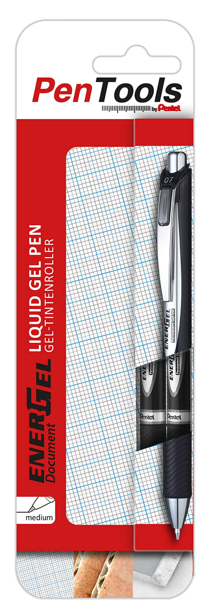 PenTools by Pentel BLP77-PRO2AEU EnerGel Document Gel-Tintenroller, zum Unterzeichnen von Dokumenten, 2 Stück, schwarz, 1 Blister