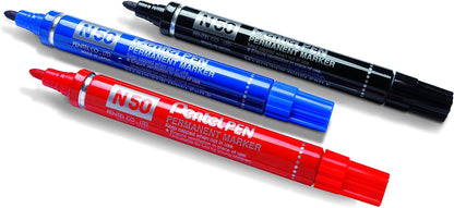 PenTools by Pentel N50 Permanent Marker - Heavy Duty Bullet Tip (3.0mm Line) for Permanent Marking - Pack of 4 - Assorted Colours