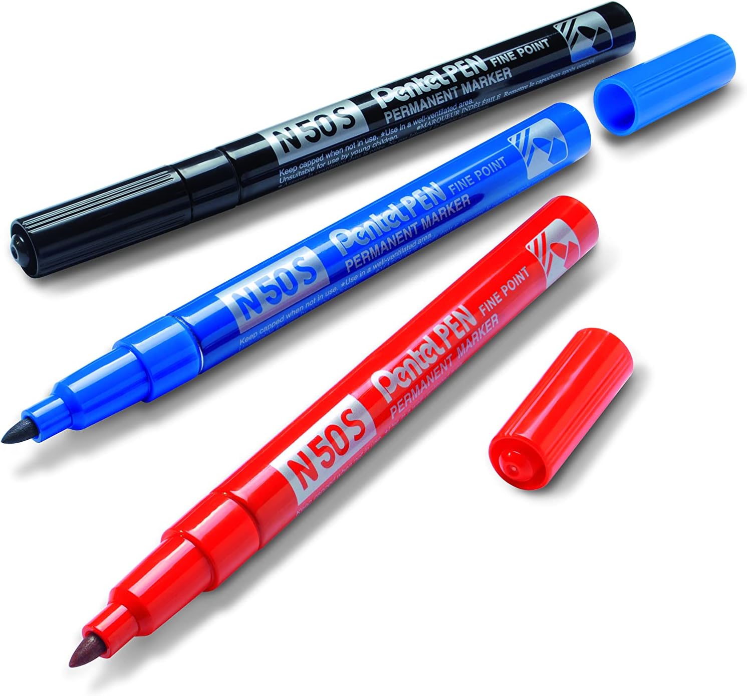 PenTools by Pentel N50S Permanent Marker - Extra Fine Bullet Tip (1.0mm Line) for Precise Marking - Pack of 4 - Assorted Colours