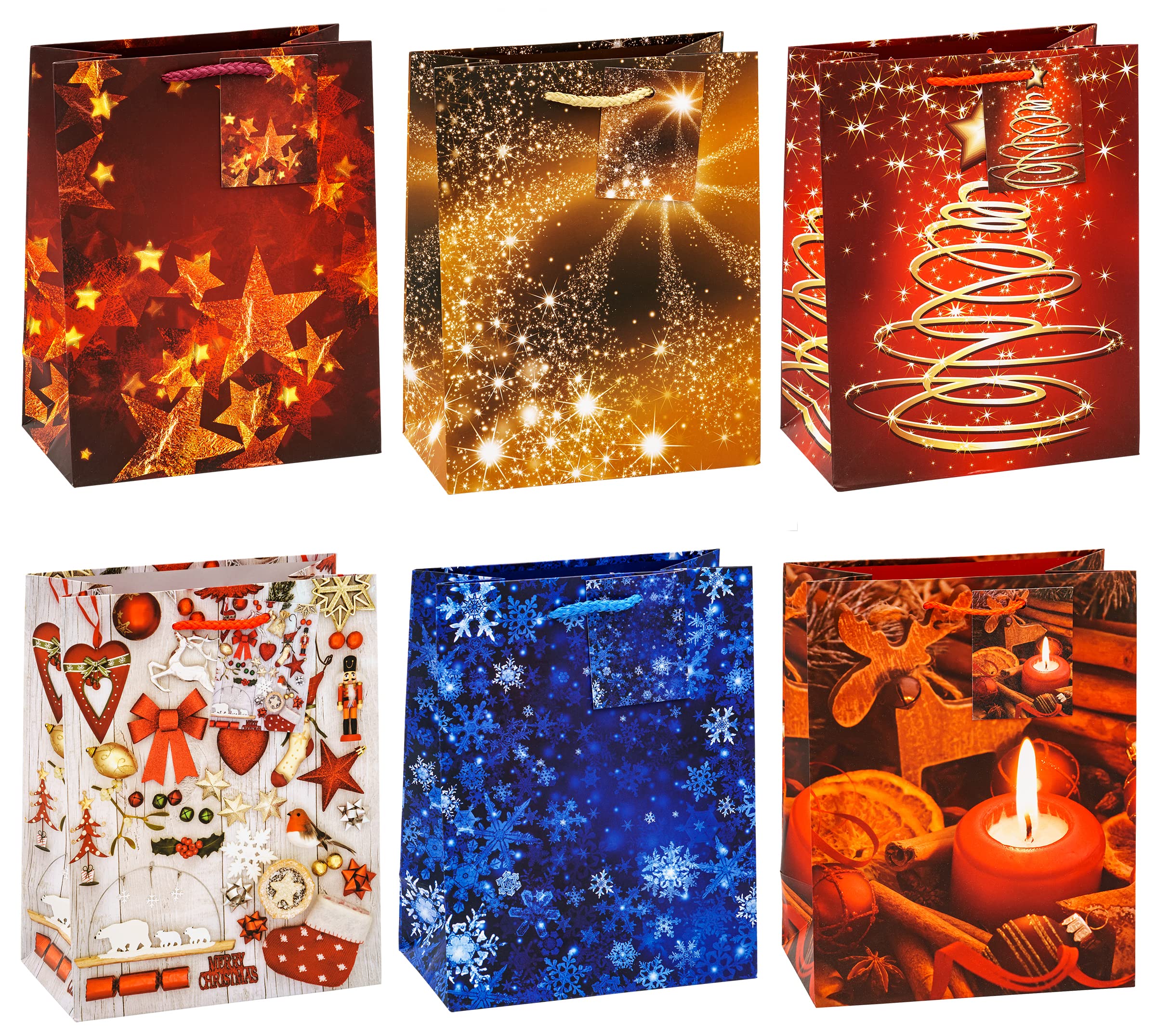 TSI 83018 Gift Bags Christmas No 8, Pack of 12, Size: Medium (7 x 4 x 9 inch), 83018-A (HxBxT) 23 x 18 x 10 cm Medium Single