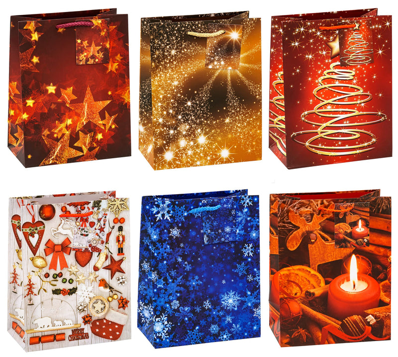 TSI 83018 Gift Bags Christmas No 8, Pack of 12, Size: Medium (7 x 4 x 9 inch), 83018-A (HxBxT) 23 x 18 x 10 cm Medium Single