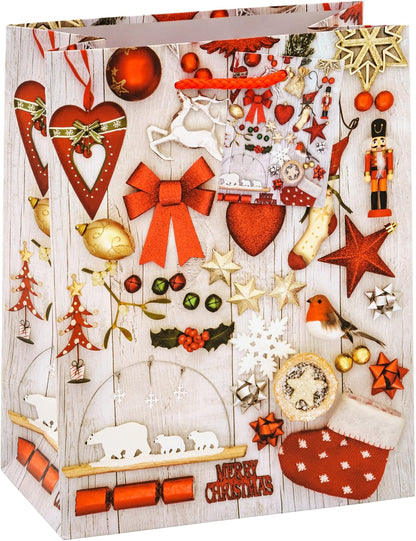 TSI 83018 Gift Bags Christmas No 8, Pack of 12, Size: Medium (7 x 4 x 9 inch), 83018-A (HxBxT) 23 x 18 x 10 cm Medium Single