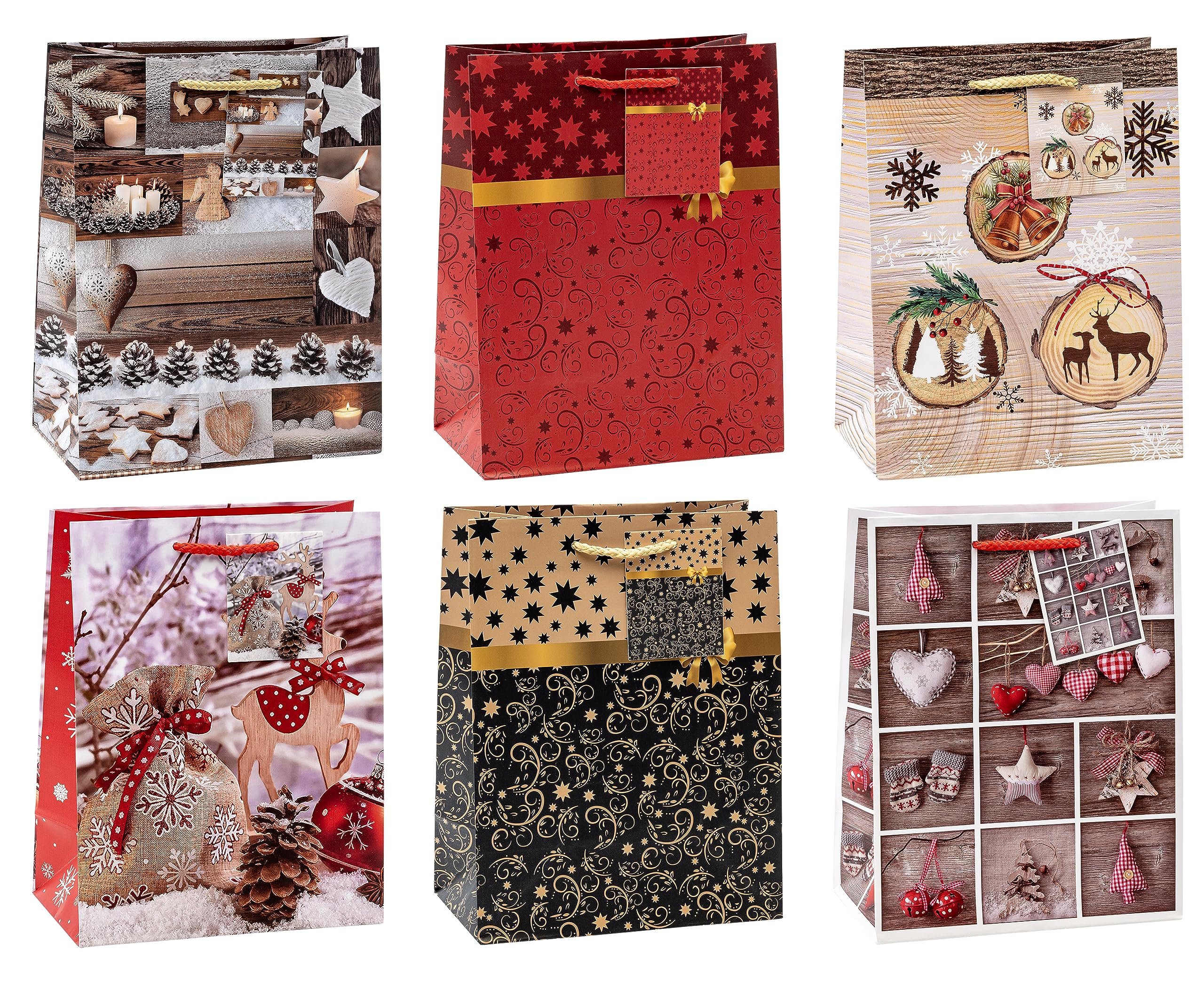 TSI 83019 Gift Bags Christmas No 9, Pack of 12, Size: Medium (7 x 4 x 9 inch) (HxBxT) 23 x 18 x 10 cm Medium Single