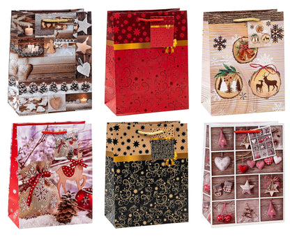 TSI 83019 Gift Bags Christmas No 9, Pack of 12, Size: Medium (7 x 4 x 9 inch) (HxBxT) 23 x 18 x 10 cm Medium Single