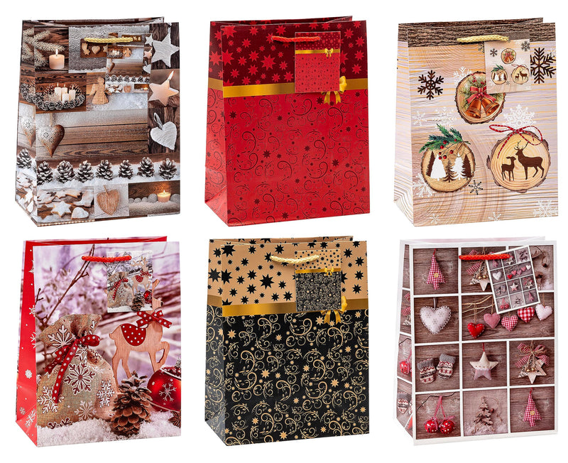 TSI 83019 Gift Bags Christmas No 9, Pack of 12, Size: Medium (7 x 4 x 9 inch) (HxBxT) 23 x 18 x 10 cm Medium Single