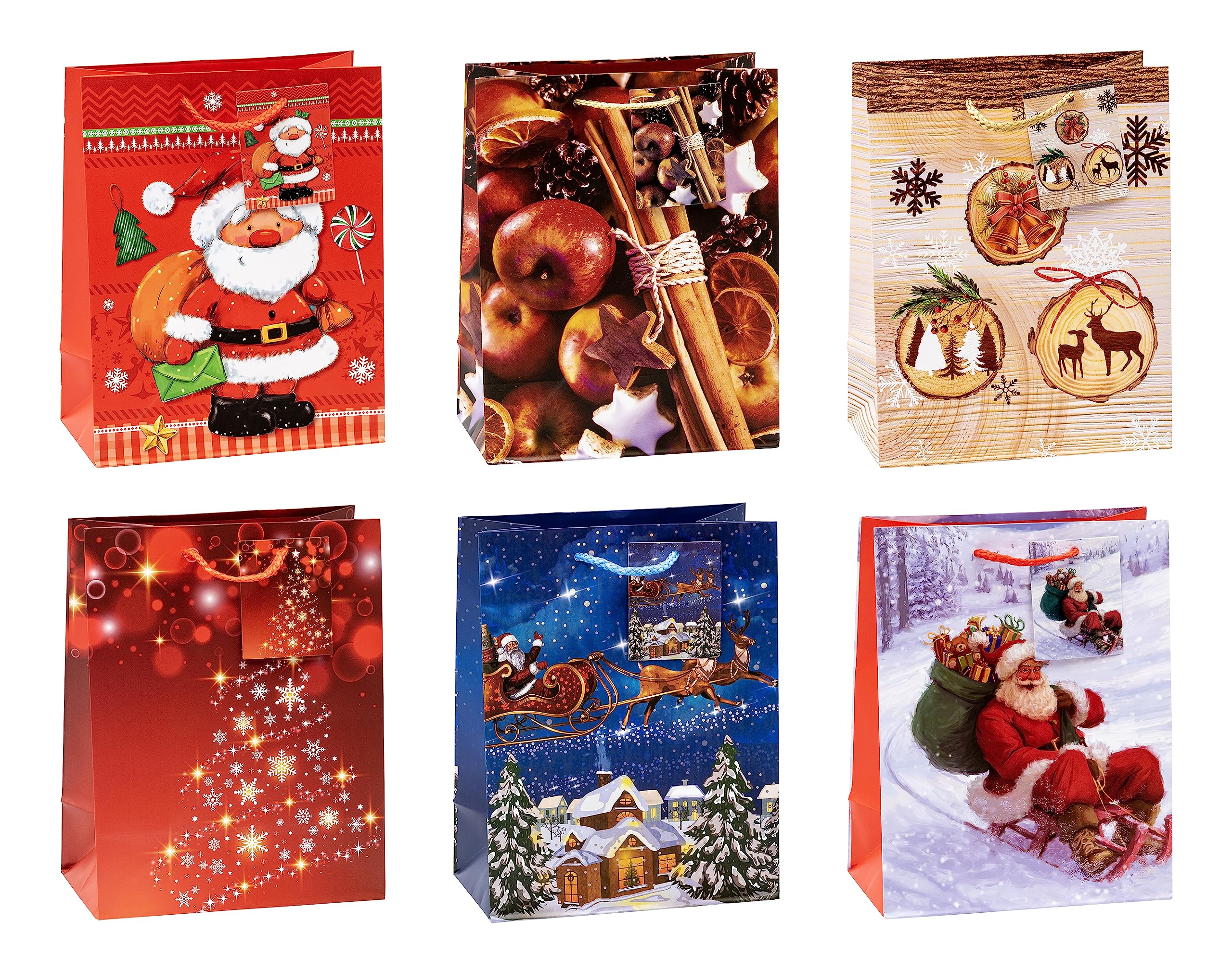 TSI 84017 Gift Bags Christmas No 7, Pack of 12, Size: Medium (7 x 4 x 9 inch) Medium Medium Cartoon