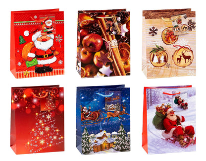 TSI 84017 Gift Bags Christmas No 7, Pack of 12, Size: Medium (7 x 4 x 9 inch) Medium Medium Cartoon