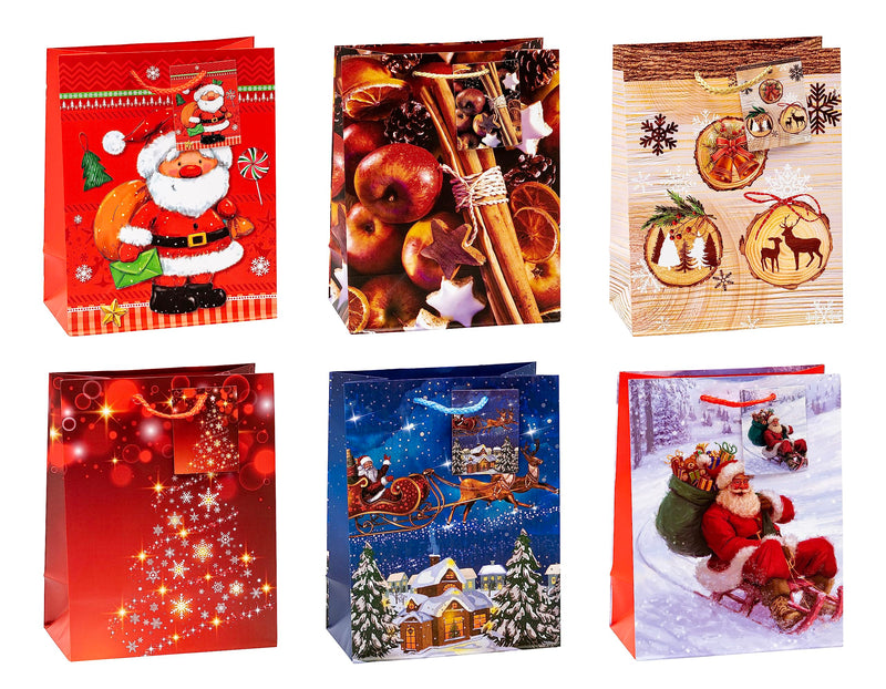 TSI 84017 Gift Bags Christmas No 7, Pack of 12, Size: Medium (7 x 4 x 9 inch) Medium Medium Cartoon