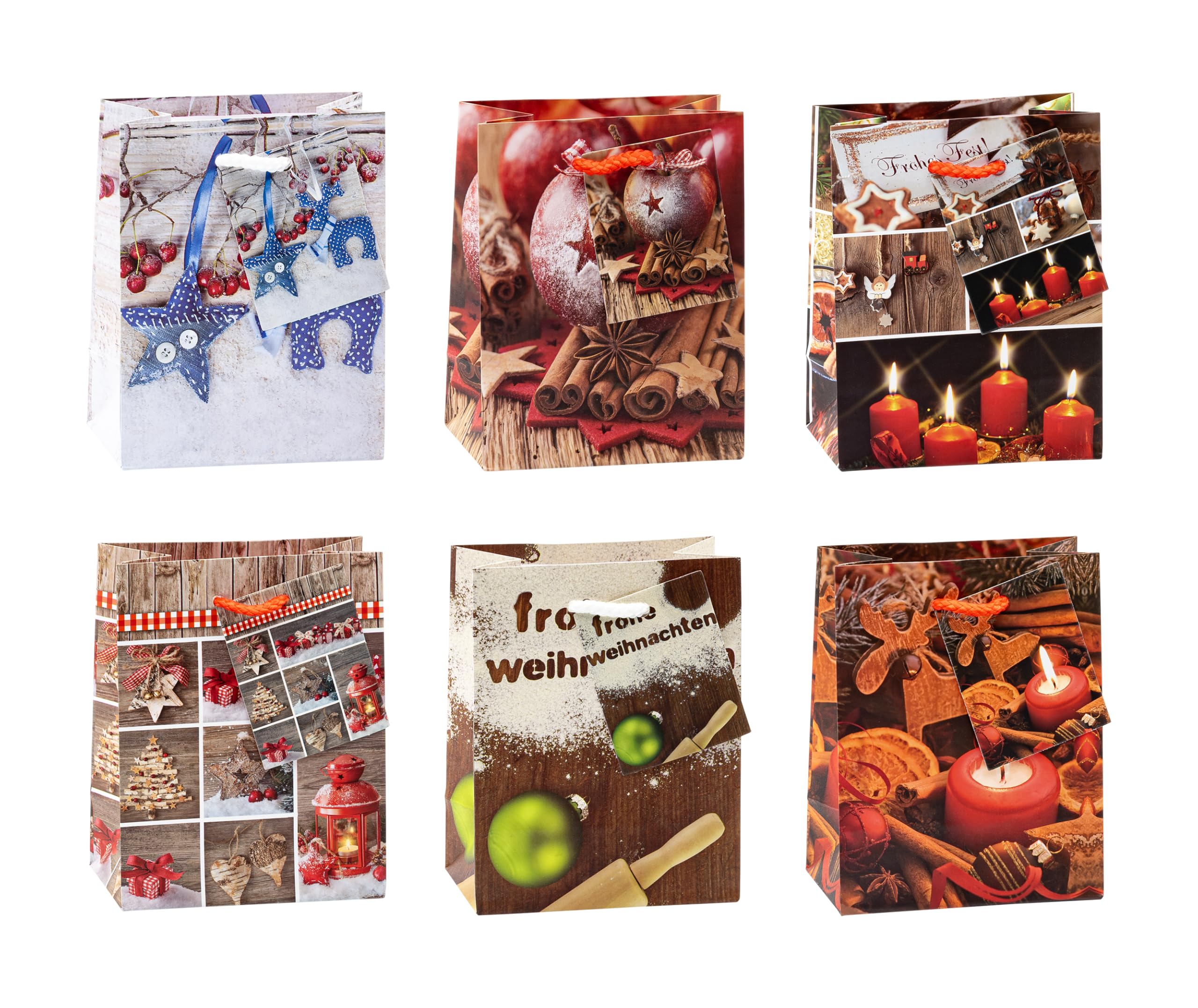 TSI 87026 gift bags Christmas No 6, Pack of 12, size: small (5,5 x 4 x 2,5 inch