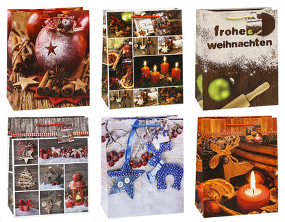 TSI 87316 Gift Bags Christmas No 6, Pack of 12, Size: Large (10 x 5.5 x 12.5 inch) (HxBxT) 32 x 26 x 13,5 cm Large Single