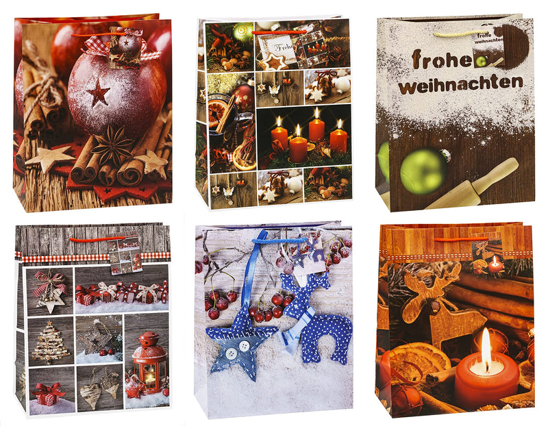 TSI 87316 Gift Bags Christmas No 6, Pack of 12, Size: Large (10 x 5.5 x 12.5 inch) (HxBxT) 32 x 26 x 13,5 cm Large Single