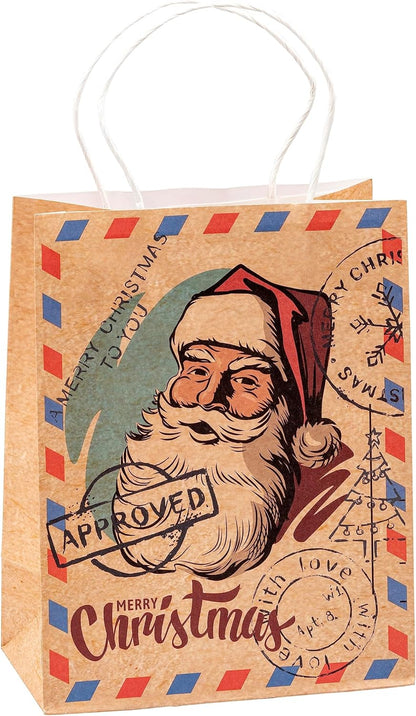 TSI 88011 Christmas Kraft Paper Gift Bags Pack of 12 Medium (H x W x D) 23 x 18 x 10 cm