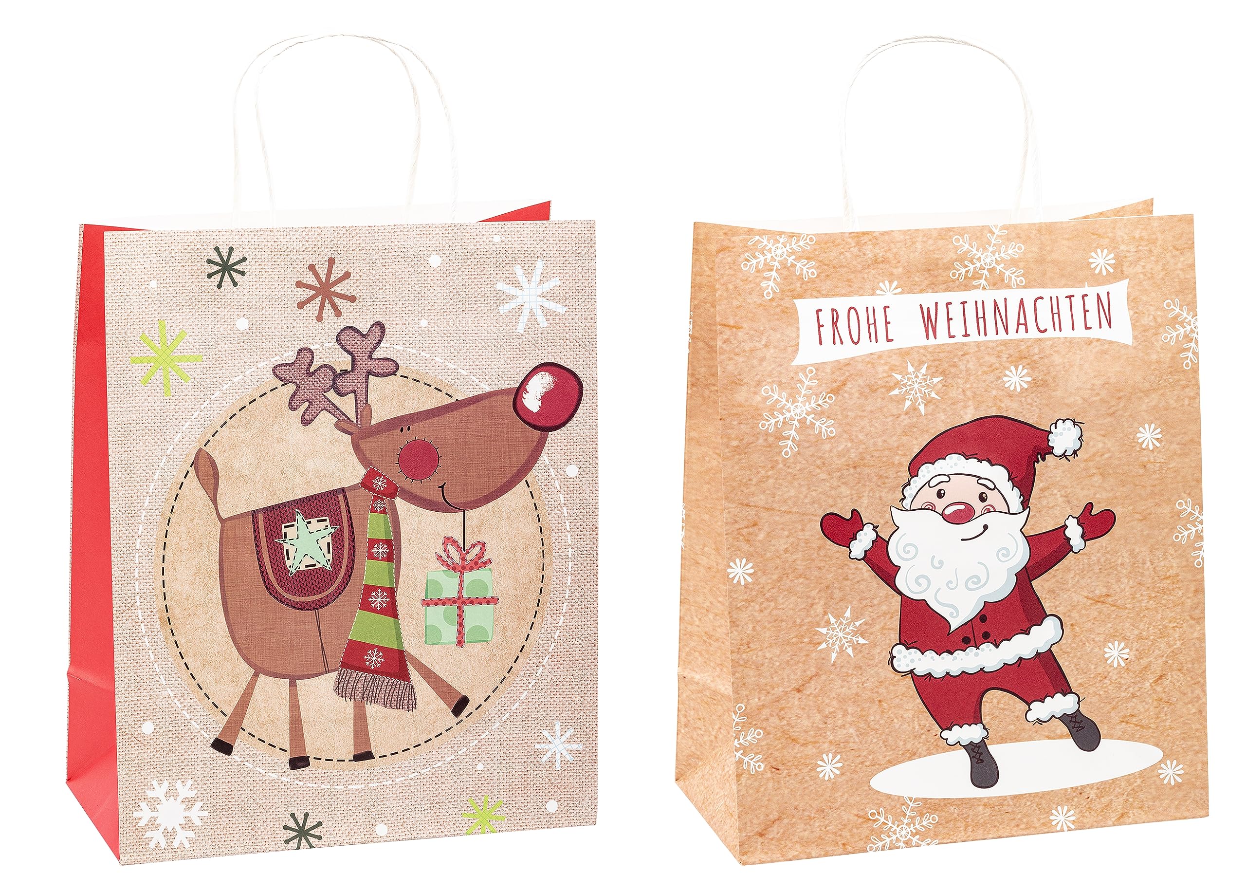 TSI 88318 Christmas Kraft Paper Gift Bags Large 32 x 26 x 12 cm Pack of 6 Large Motif Christmas series 2 1 Set (= 6 Stück)