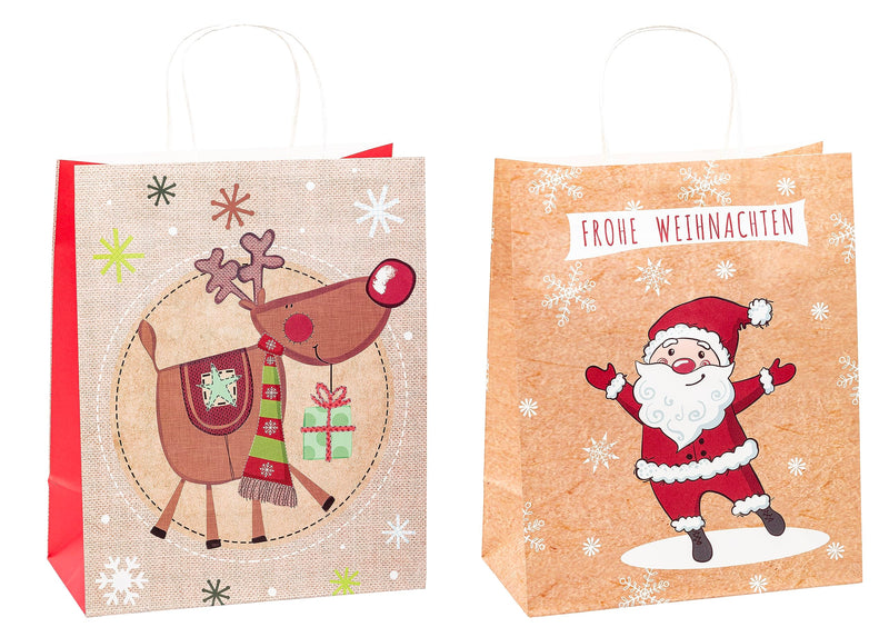 TSI 88318 Christmas Kraft Paper Gift Bags Large 32 x 26 x 12 cm Pack of 6 Large Motif Christmas series 2 1 Set (= 6 Stück)